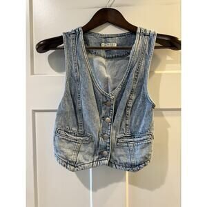 Aeropostale Cropped Denim Vest XS Country Concert Festival Light Wash